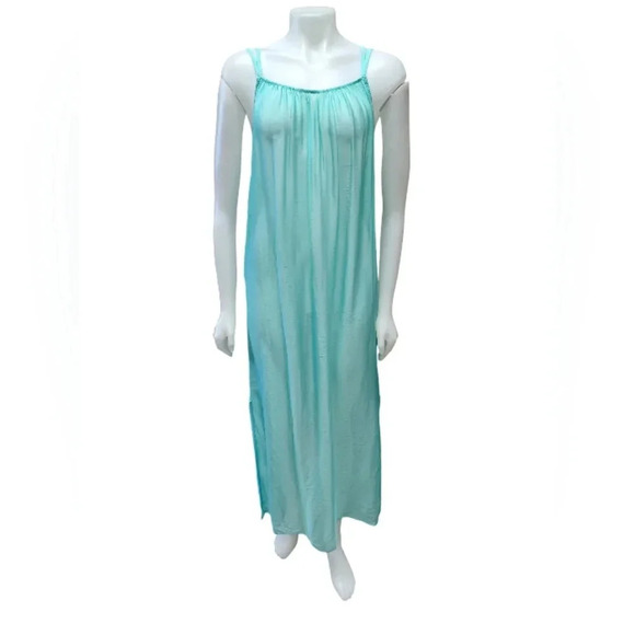 Rosemarine Green Silk Blend Maxi Sleeveless Nightgown Size Smalll - Picture 2 of 9